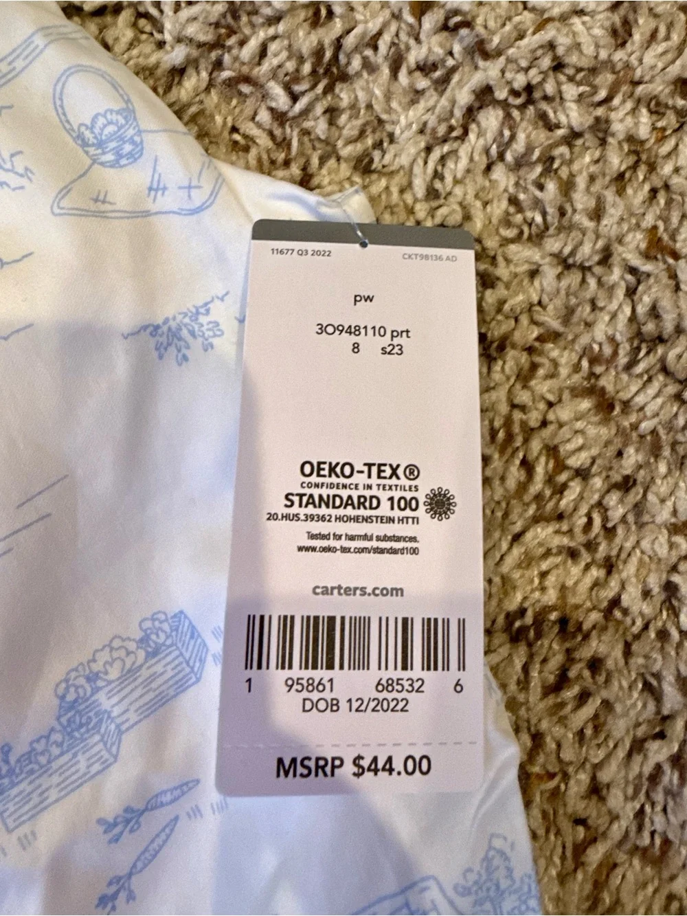 Carters Girls White and Light Blue Toile Easter Dress